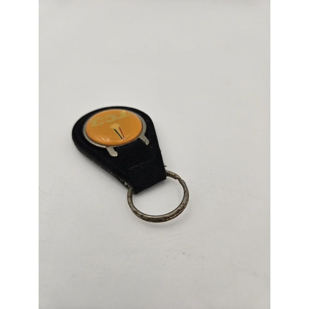 Vintage Plymouth TC3 Black Faux Leather Keychain Key Fob 3